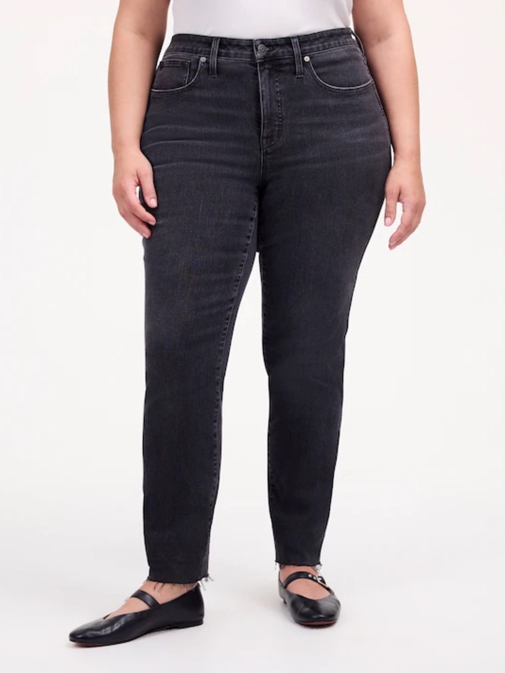 Madewell Plus Mid-Rise Stovepipe Jeans 18 W black Armand Wash Raw-Hem Edition - Picture 2 of 15